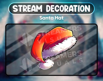 Animated Santa Hat Stream Overlay, Festive Twitch OBS Decoration (WEBM)