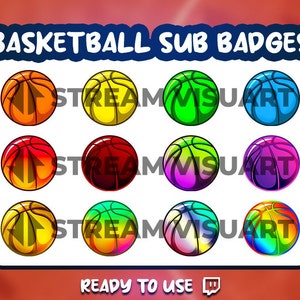 Basketball Twitch Sub Badges x12 Hoops Slam Dunk Court Player Jersey Game Ball Sport NBA Bit Badges Gaming Streaming Gift for Streamers