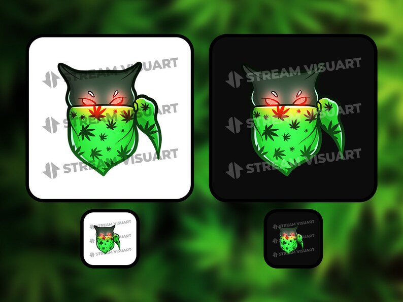 Weed Twitch Emotes Pack 6x Plant 420 High Blunt Sub Cat Green Cool BRB