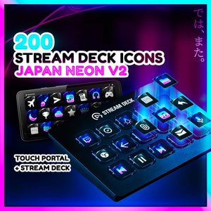Japanese Neon Stream Deck Icons: 200 Twitch Streamer Designs