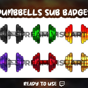 Dumbbells Twitch Sub Badges: Fitness Streamer Bit Badges