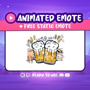 Cheers Beer Animated Emote: Twitch/Discord Stream Sub Emoji