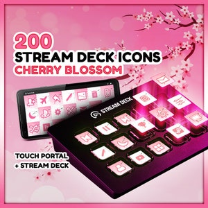 Cherry Blossom Stream Deck Icons 200 Twitch Streamers Pink Designs Compatible with Elgato Streamdeck and Touch Portal Productivity Tools