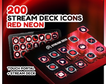 Red Neon Stream Deck Icons: 200 Twitch Streamer Designs