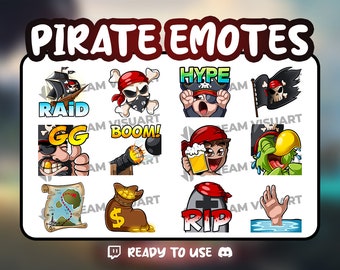 Emotes de piratas para Twitch: Bandera ruda, loro, calavera (descarga instantánea)