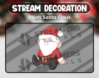Plush Santa Claus Animated Stream Decoration Christmas Streamer Cute Gift Aesthetic Twitch Gaming Chat Webcam OBS Streamlabs Overlay Digital