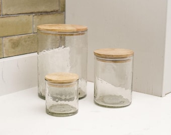 Wood Lidded Glass Storage Jar – Chatsworth Home Decor Container