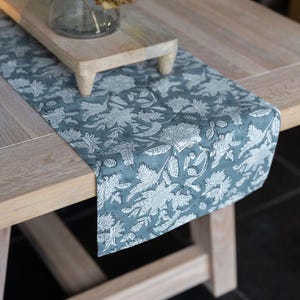 Palesa Cotton Table Runner, Floral Table Runner, Farmhouse Table Décor, Rustic Dining Table Linen, Boho Home Décor, 2 Sizes