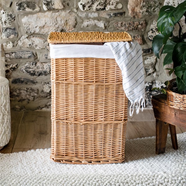 Wicker Laundry Basket with Removable & Washable Cotton Liner. Different Colour and Sizes available.