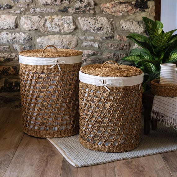 Padma Seagrass Lined Laundry Basket