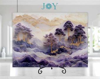 Kitchen Glass Cutting Board - Amethyst Style Tempered Glass Chopping Board - Cheese and Charcuterie Glass Cutting Board