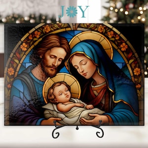 Christmas Nativity Glass Cutting Board - Durable Tempered Glass Cheese and Charcuterie Serving Tray -  - Home and Kitchen Decor Gift Idea