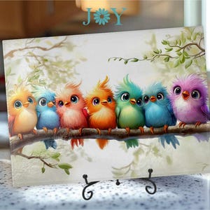 Birds Kitchen Glass Cutting Board - Tempered Glass Chopping Board - Cheese and Charcuterie Glass Cutting Board - Joy Art Board
