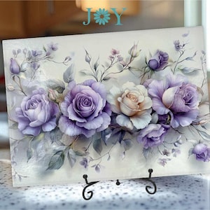 Kitchen Glass Cutting Board - Flowers Tempered Glass Chopping Board - Cheese and Charcuterie Glass Cutting Board