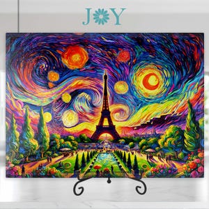 Eiffel Tower Art Kitchen Glass Cutting Board - Tempered Glass Chopping Board - Cheese and Charcuterie Glass Cutting Board