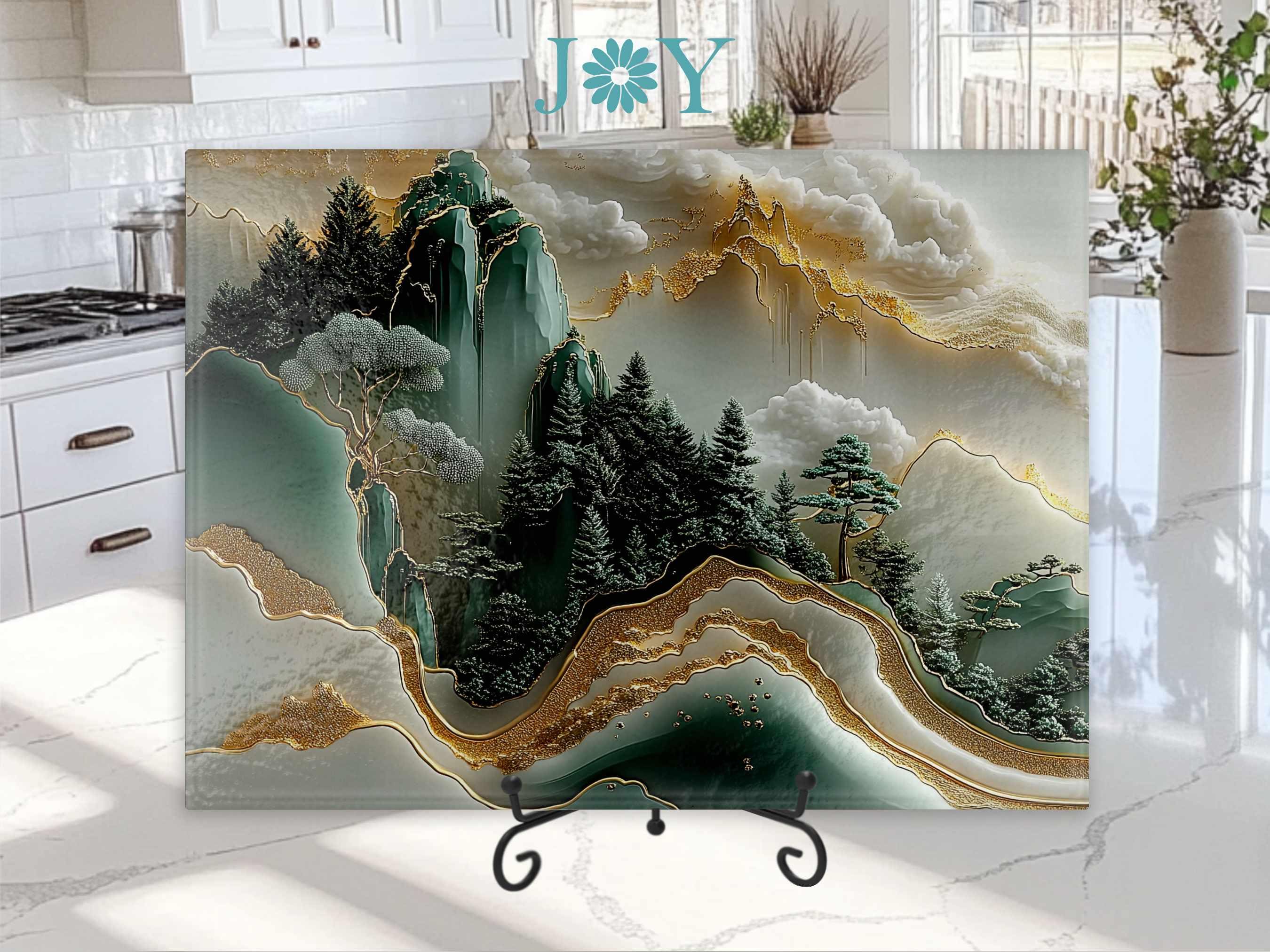 Kitchen Glass Cutting Board - Jade Tempered Glass Chopping Board - Cheese and Charcuterie Glass Cutting Board