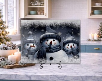 Christmas Kitchen Glass Cutting Board - Durable Tempered Glass Chopping Board - Available in 2 Sizes