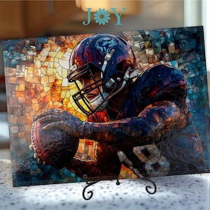 Game Season Kitchen Glass Cutting Board - Football Player Durable Tempered Glass Chopping Board - Cheese and Charcuterie Board