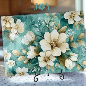 Glass Cutting Board for Chopping, Slicing and Dicing - Cheese and Charcuterie Serving Tray - Food Prep and Countertop Protector - Flowers