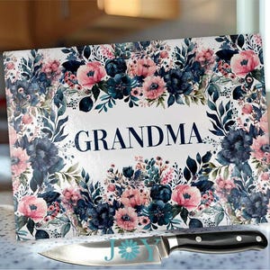 Grandma Glass Cutting Board - Tempered Glass Chopping Board - Cheese and Charcuterie Glass Tray - Grandmas Gift