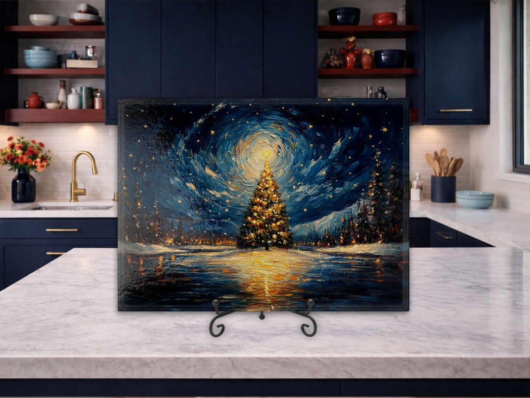 Christmas Tempered Glass Cutting Board – Cheese, Charcuterie & Chopping ...
