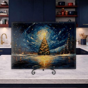 Christmas Tempered Glass Cutting Board – Cheese, Charcuterie & Chopping Station - Elegant Gift and Kitchen Essencial