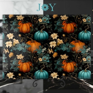 Classy Pumpkins Tempered Glass Cutting Board - Cheese and Charcuterie Serving Plate - Food Prep and Countertop Protector - Home Decor