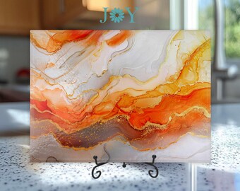 Marble Texture Kitchen Glass Cutting Board - Durable Tempered Glass Chopping Board - Cheese and Charcuterie Glass Board