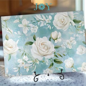 Flowers Kitchen Tempered Glass Cutting Board, Heat Resistant Countertop Protector and Food Prep, Cheese and Charcuterie Serving Tray