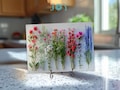 Glass Cutting Board - Wildflowers Tempered Glass Chopping Board - Cheese and Charcuterie Glass Cutting Board - Kitchen Decor Gift Idea