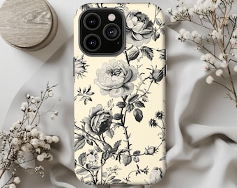Toile Blumen Handyhülle: Personalisiertes Anfangsmonogramm