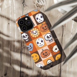 Fall Aesthetics, Retro Ghost Spooky Phone Case, Cute Halloween Collage Case, iPhone 15 14 13 12 11 Pro Samsung Galaxy S24 S23 S22 S20Ultra