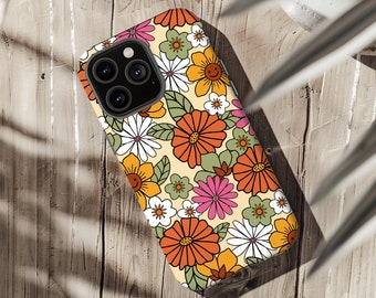 Fall Floral Phone Case, Retro Floral iPhone Cover, Aesthetic iPhone 16 15 14 13 12 11 Pro Max 8 Plus X, Galaxy S24 S23 S22 S20, Pixel 8 Pro