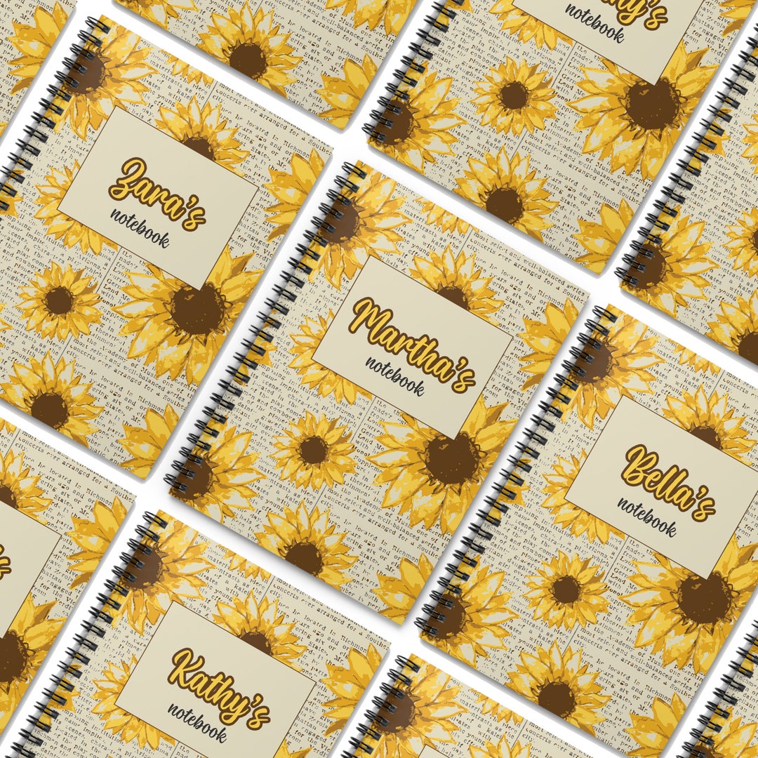 Personalized Name Sunflower Spiral Notebook - Ruled Line Customized ...