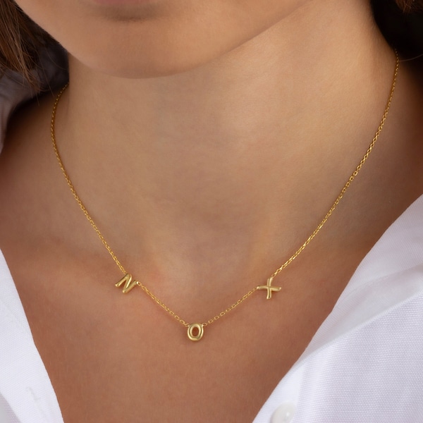 Custom Gold Initial Necklace -Bubble Letter Necklace-3D Letter Necklace-Balloon Necklace- Mothers Day Gift -Bridesmaids Gift- Christmas Gift