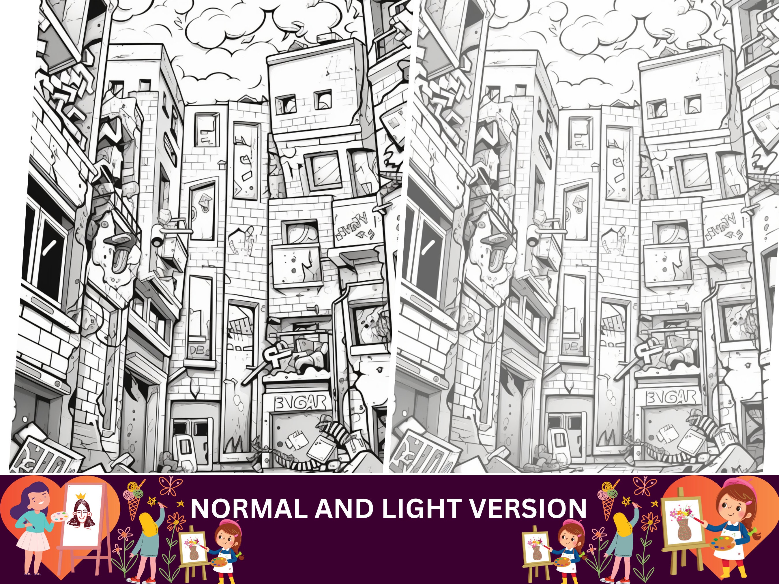 19 Graffiti Poster Style Coloring Pages, Adults Kids Instant Download ...