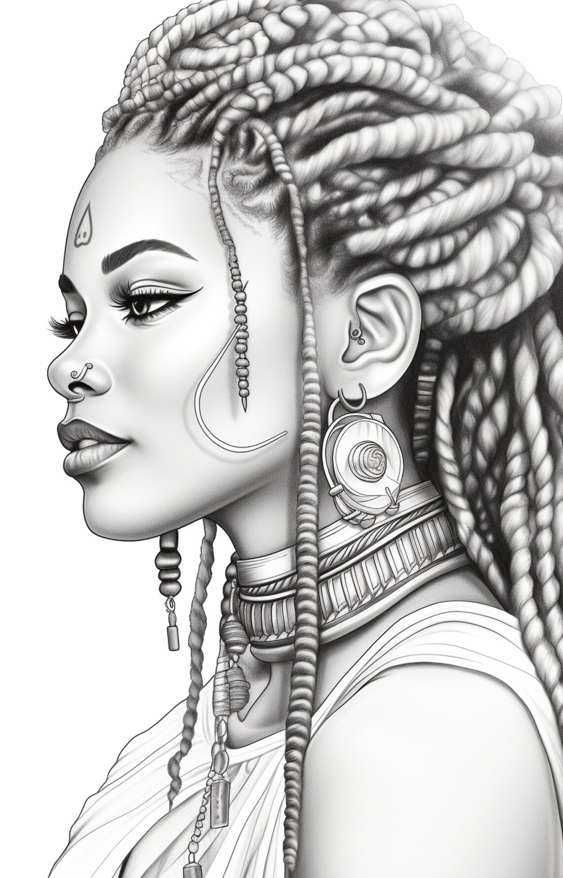 24 Traditional African Woman Coloring Pages, Adults Kids Instant ...