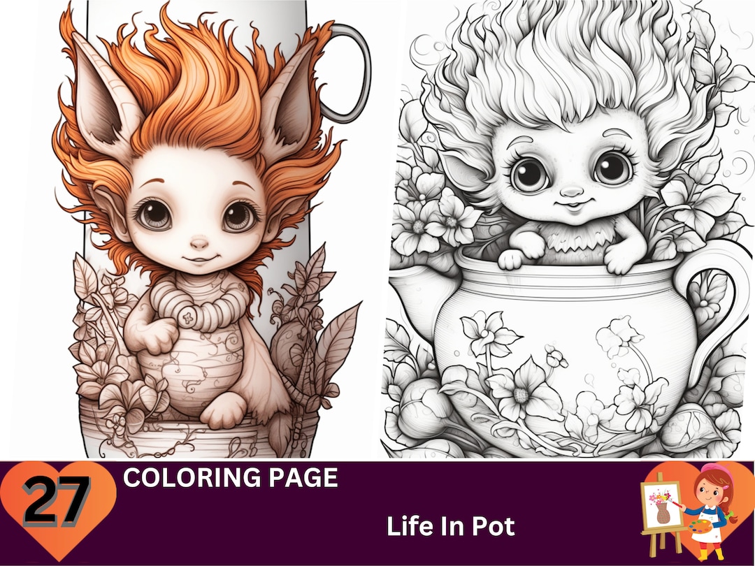 27 Cute Fantasy Coloring Pages, Adults + Kids- Instant Download ...