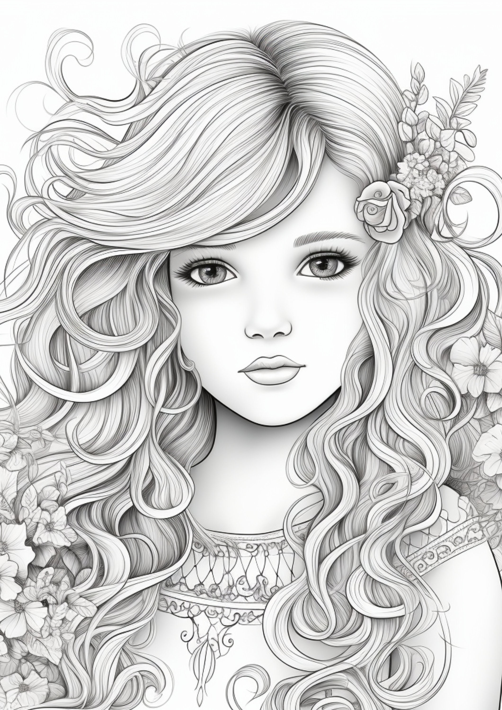 6+ Thousand Coloring Pages Adults Cute Girl Royalty-Free Images, Stock  Photos & Pictures