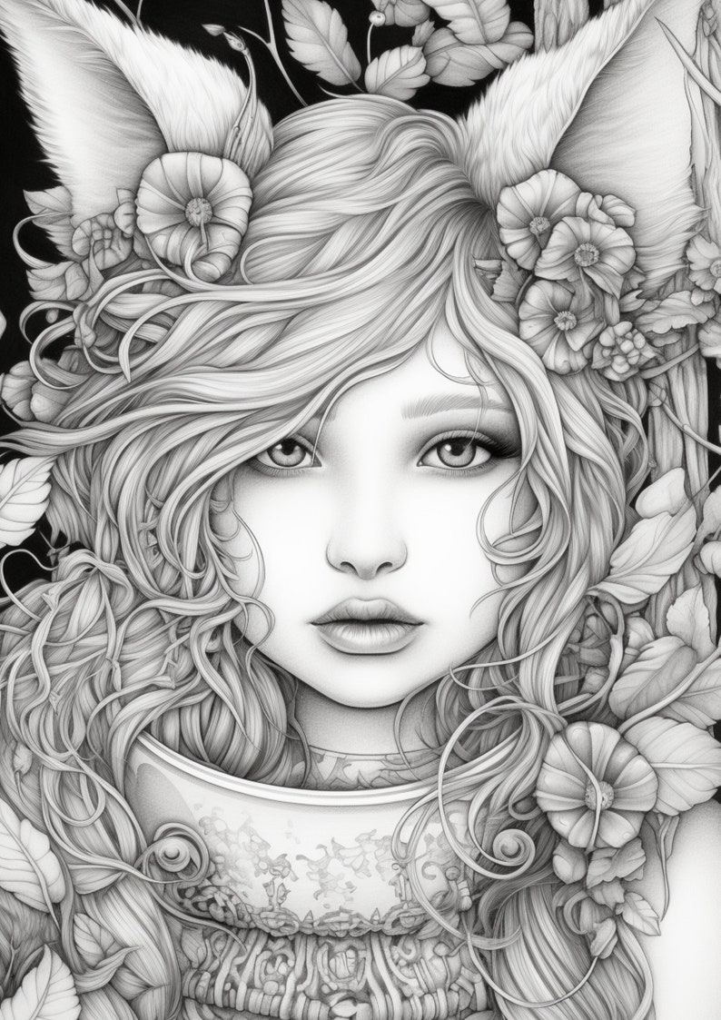 27 Cat Girl Coloring Pages Adults Kids Instant Download Etsy