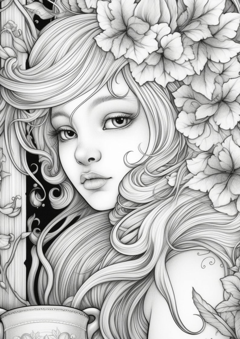 27 Cat Girl Coloring Pages Adults Kids Instant Download Etsy