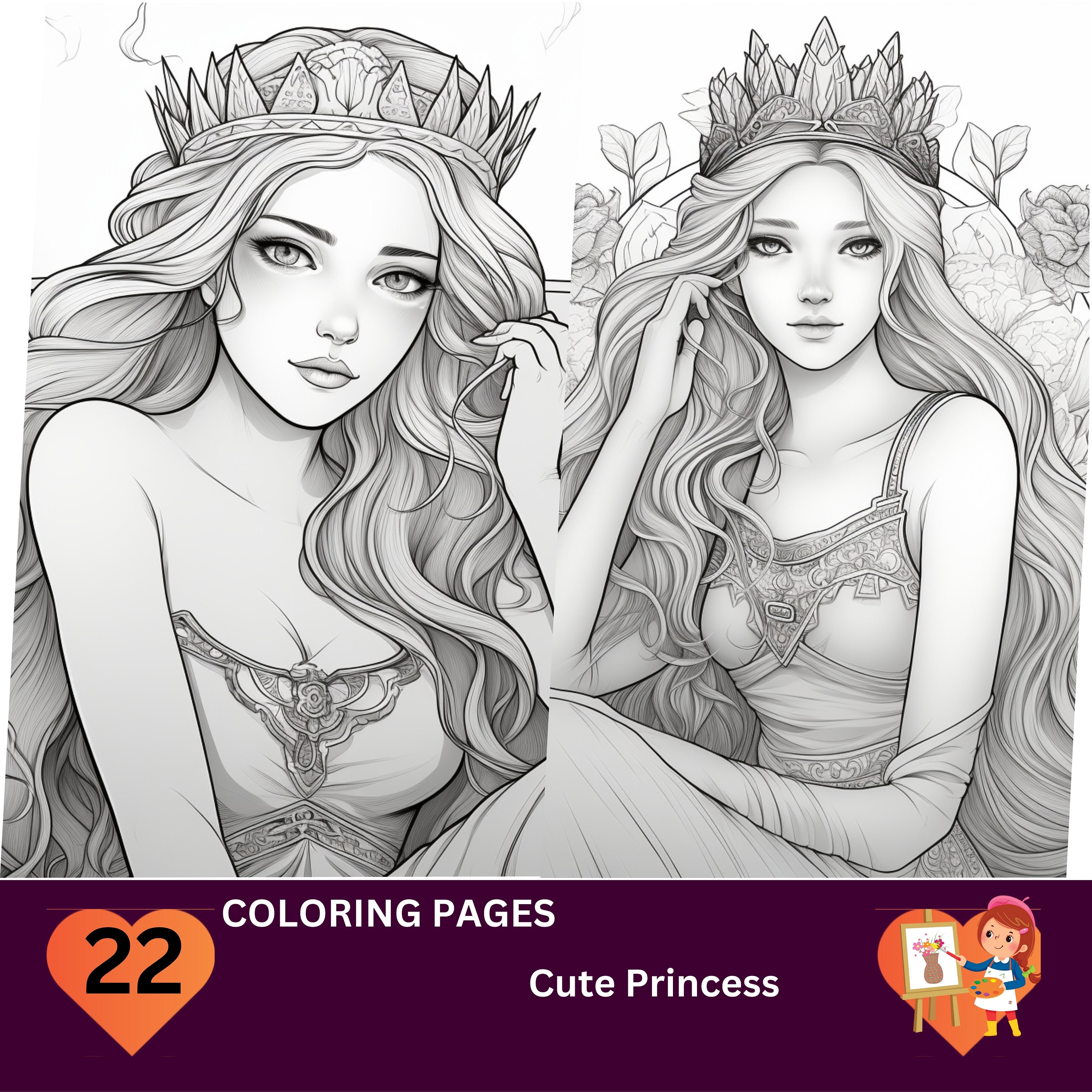 Sweet Princess Coloring Book for Girls/Kids/Children/Adults ( 144 beautiful  princess) Colouring Book and Activity Book - AliExpress