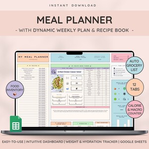 Weekly Meal Planner | Transform Your Cooking | Water Tracker | Weight Loss Tracker | Inventory & Auto Grocery List | Calorie Counter