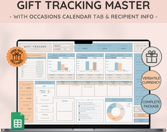 Gift Tracking Master with Holiday Categories | Gift Planner and detailed Recipients Info Spreadsheet | Ultimate all season gift Tracking