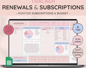 Streamline Your Subscriptions | Effortless Tracking & Financial Planning Template | Automated Renewal Dates | Cost Calculations