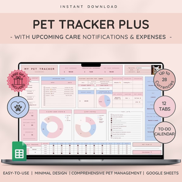 Premium Pet Care Tracker | Organize Your  Pet's Life | Essential for Pet Owners | From Pet medication to Activities & More