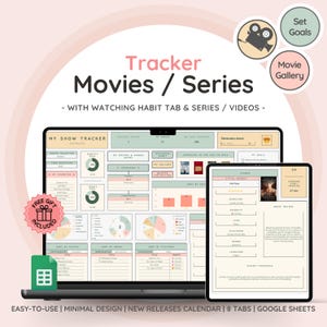 Mostra Film e Video Tracker con Raccolta Galleria / Pianificatore Serie con Foglio di Calcolo Revisione / Ottimo Regalo per gli Amanti del Cinema
