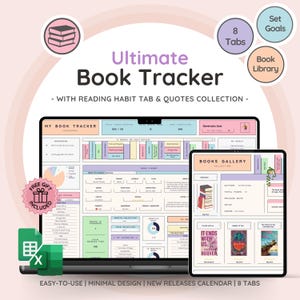Tracker definitivo di libri e letture con raccolta di libri / pianificatore di lettura e foglio di calcolo per recensioni di libri / regalo perfetto per gli amanti dei libri