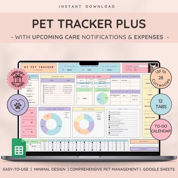 Premium Pet Care Tracker | Organize Your  Pet's Life | Essential for Pet Owners | From Pet medication to Activities & More