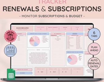 Streamline Your Subscriptions | Effortless Tracking & Financial Planning Template | Automated Renewal Dates | Cost Calculations